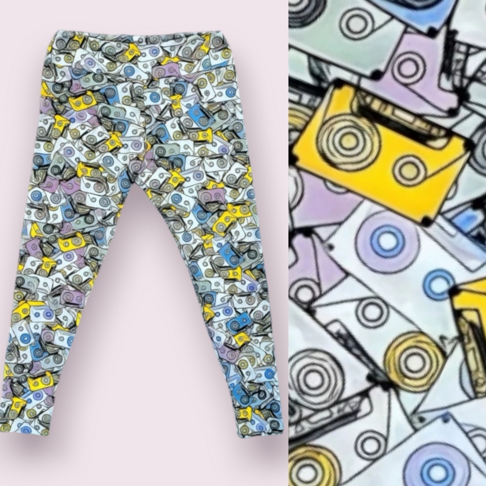 Mix Tape Cassette 80's Retro Leggings LuLaRoe Tall & Curvy Like New SOFT!
